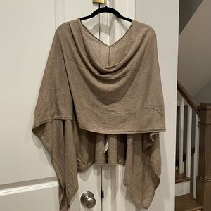 Minnie Rose beige lightweight poncho, ruana